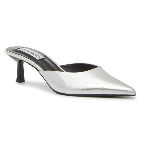 Steve Madden Shoes - STEVE MADDEN • Silver Mules Pumps Heels